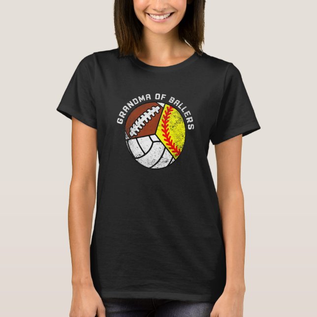 Oma Ballers Softball Volleyball Football T-Shirt (Vorderseite)