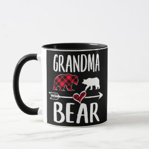 Oma Bär Buffalo Rot Kariert Weihnachts-Schlafanzug Tasse