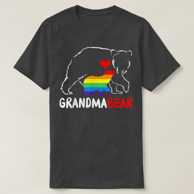 Oma Bear Proud Mama Mama Rainbow LGBT Pride Mot T-Shirt (Design vorne)