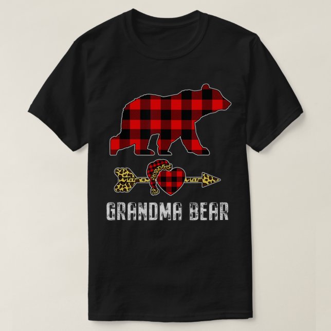Oma Bear Red Buffalo Kariert Matching Weihnachten T-Shirt (Design vorne)