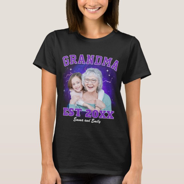 Oma benutzerdefiniertes Foto-Bootleg-Rap-Muttertag T-Shirt (Vorderseite)