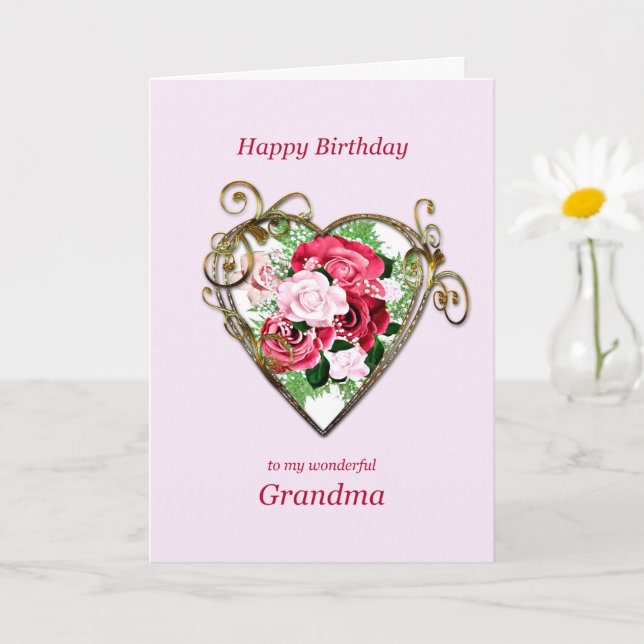 Oma Birthday Antike bemalt Rose Karte (Kleine Pflanze)