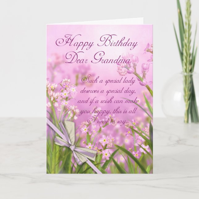 Oma Birthday Card - Rosa Weibchenblume mit Karte (Vorderseite)
