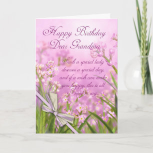 Oma Birthday Card - Rosa Weibchenblume mit Karte