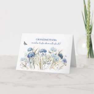 Oma Birthday Dusty Blue Wildblumen Karte