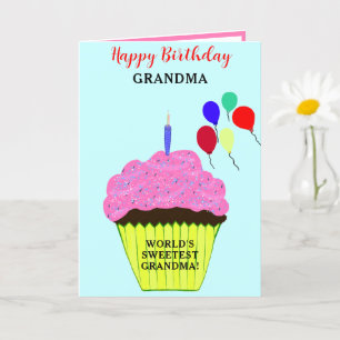 Oma Birthday Pink Cupcake FOTO Karte