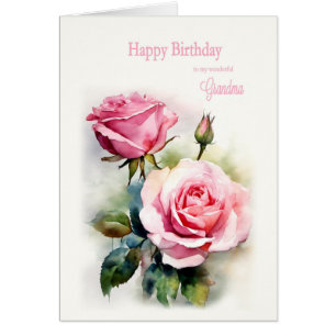 Oma Birthday Rose gestrichen Aquarell
