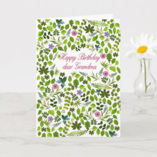 Oma Birthday Scattered Blätter Card Karte