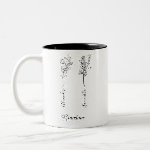 Oma Blume Geschenk mit benutzerdefinierten 2 Enkel Zweifarbige Tasse