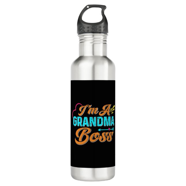 Oma Boss Granny Super Grandma Edelstahlflasche (Vorderseite)