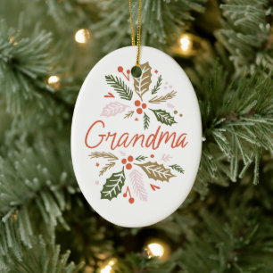 Oma Bright Holly Christmas Foto Keramik Ornament