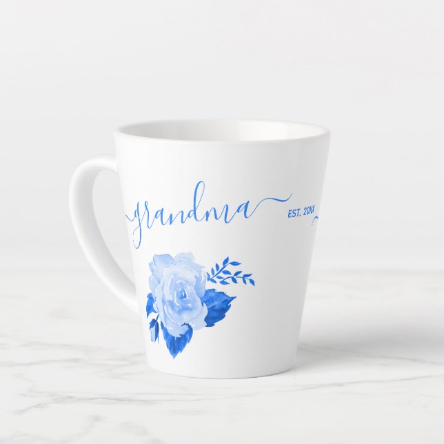 Oma China Blue Watercolor Rose Milchtasse (Linke Ecke)