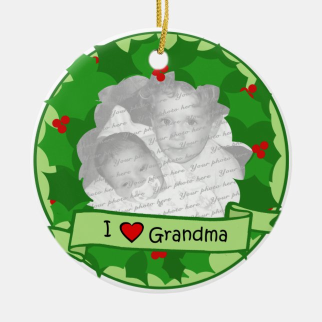 Oma Christmas Wreath Foto Keramik Ornament (Vorne)