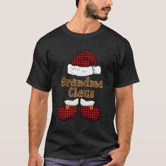 Oma Claus Buffalo Karierte Weihnachtsmannmütze Leo T-Shirt
