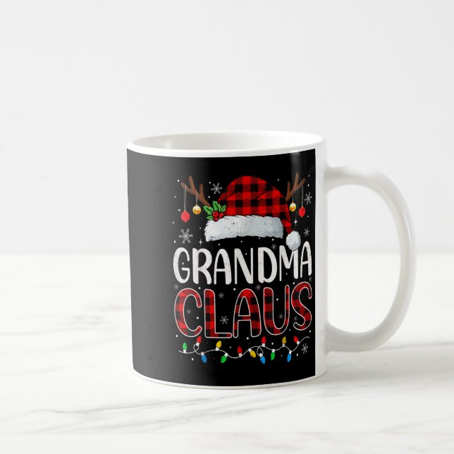 Oma Claus Christmas Lights Pajama Familienspiel Kaffeetasse (Rechts)