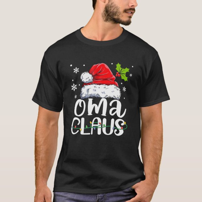 Oma Claus Christmas Pajama Familie Matching Xmas T-Shirt (Vorderseite)