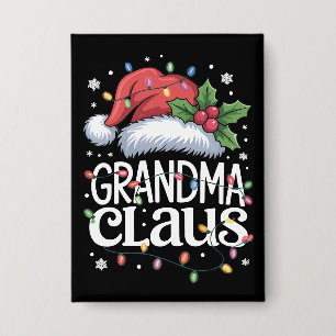 Oma Claus Weihnachtslicht-Pyjama-Familien-Match Button