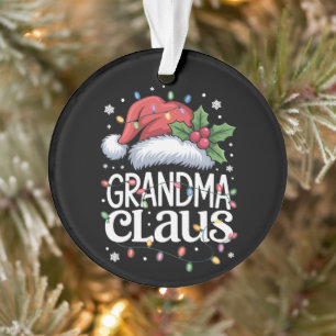 Oma Claus Weihnachtslicht-Pyjama-Familien-Match Ornament
