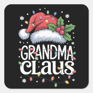 Oma Claus Weihnachtslicht-Pyjama-Familien-Match Quadratischer Aufkleber