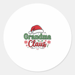Oma Claus Weihnachtsmann Mütze Runder Aufkleber