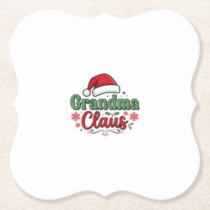 Oma Claus Weihnachtsmann Mütze Untersetzer