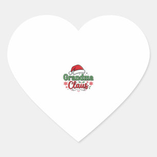 Oma Claus Weihnachtsmann Santa Hut Herz-Aufkleber