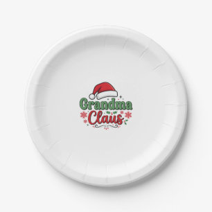 Oma Claus Weihnachtsmann Santa Hut Pappteller