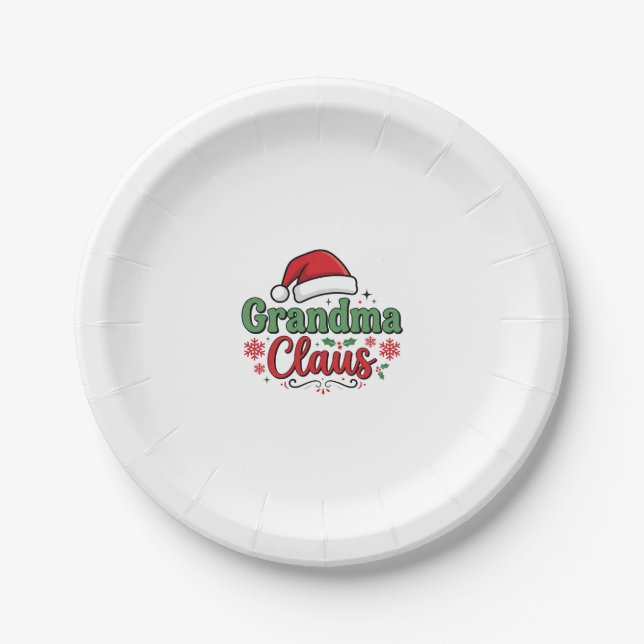 Oma Claus Weihnachtsmann Santa Hut Pappteller (Vorderseite)