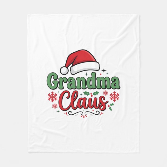 Oma Claus Weihnachtsmütze Santa Fleecedecke (Vorderseite)