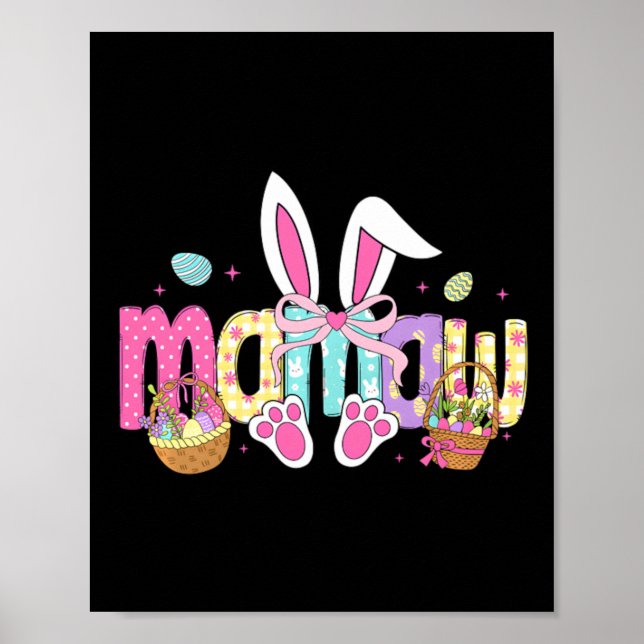 Oma Coquette-Bogen-Hasenohren Ostern Poster (Vorne)