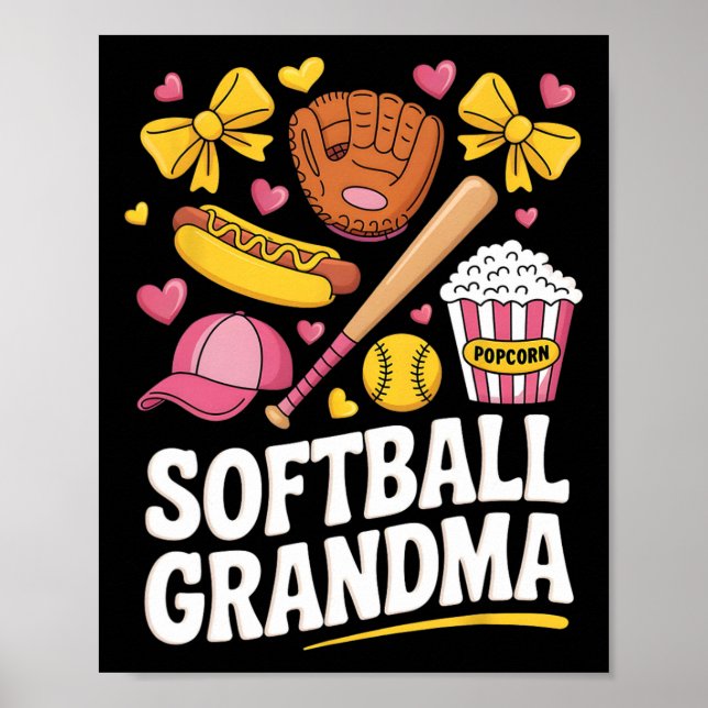 Oma Coquette Bogen Softll Spieler Muttertag Poster (Vorne)