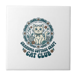 Oma Cottage Craft Katze Haustierliebhaber Shirt Ku Fliese