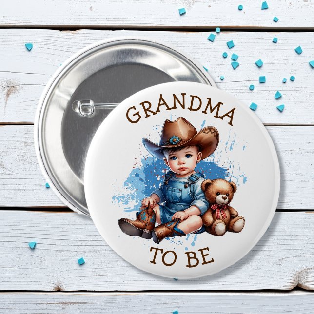 Oma | Cowboy und Teddy Bear Babydusche Button (Von Creator hochgeladen)