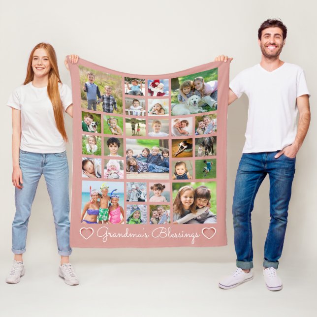 Oma Custom Text Hearts Rose Rosa Fleecedecke (Beispiel)