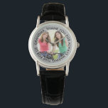 Oma Custom Vielen Dank Botschaft und Foto Armbanduhr<br><div class="desc">Erstellen Sie Ihre eigene Foto-Uhr für Ihre Oma oder Nana, mit Ihrem eigenen Foto und benutzerdefinierten Nachricht. Die Vorlage ist für Sie bereit, um Ihr eigenes Foto hinzuzufügen und Sie können die Formulierung anpassen, wenn Sie möchten. Der Wortlaut lautet derzeit "Oma, danke für die ständige Zeit für uns". Ein schönes...</div>