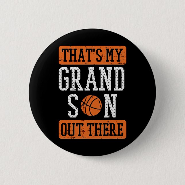 Oma da draußen Basketball Oma Opa Männer Button (Vorderseite)