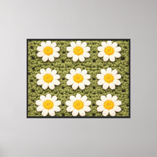 Oma Daisy Ästhetik-Häkelmuster Floral Retro Leinwanddruck
