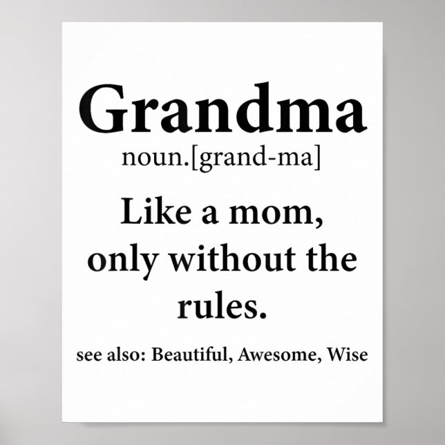 Oma definiert wie Mama ohne Regeln Funny Gr Poster (Vorne)