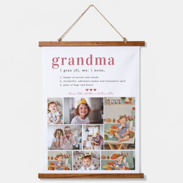 Oma Definition | 8 FOTO PERSONALISIERT Wandteppich Mit Holzrahmen (Vorderseite)