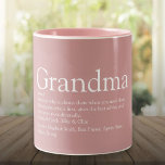 Oma Definition Dusty Rose Rosa Zweifarbige Tasse<br><div class="desc">Personalisieren Sie für Ihre Oma,  Großmutter,  Oma,  Nan oder Kindermädchen ein einzigartiges Geschenk für Geburtstage,  Weihnachten,  Muttertag oder jeden Tag,  den Sie gewollt haben,  um zu zeigen,  wie viel sie Ihnen bedeutet. Ein perfekter Weg,  ihr zu zeigen,  wie phantastisch sie jeden Tag ist. Entwickelt von Thisisnotme©</div>