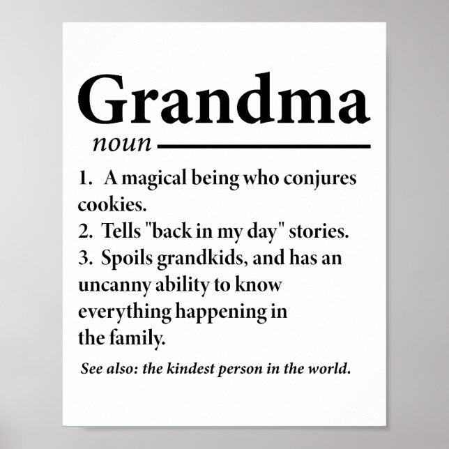 Oma Definition Funny Großmutter Grandmas Poster (Vorne)