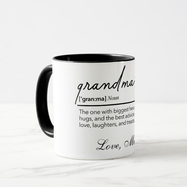 Oma Definition Mutter Tag Oma Geburtstag Tasse (Vorderseite Links)