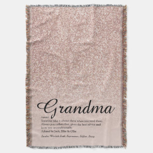 Oma Definition Schriftzug Roségold Glitter Decke