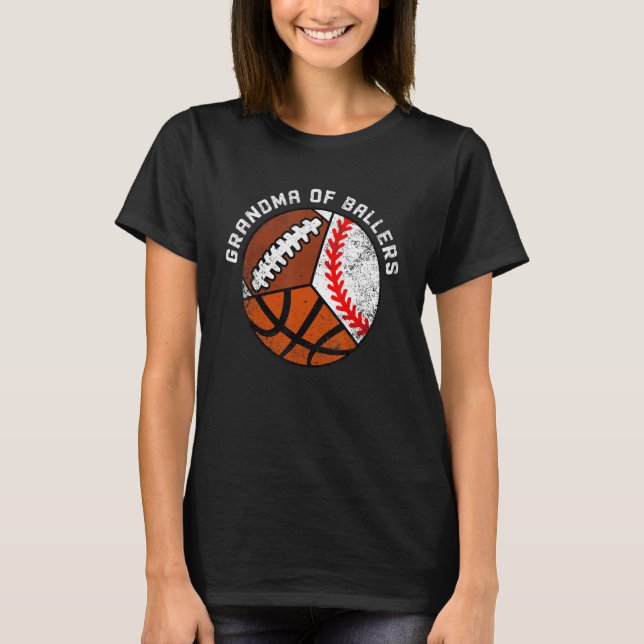 Oma der Baller Baseball Basketball Fußball T-Shirt (Vorderseite)