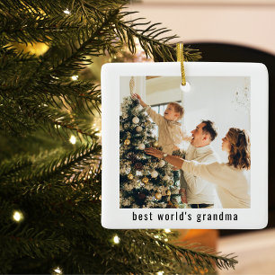 Oma der besten Welt Zwei Fotos Keramikornament