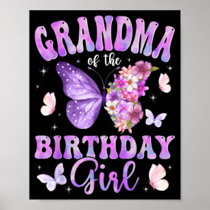 Oma der Geburtstags-Schmetterlings-Party Poster