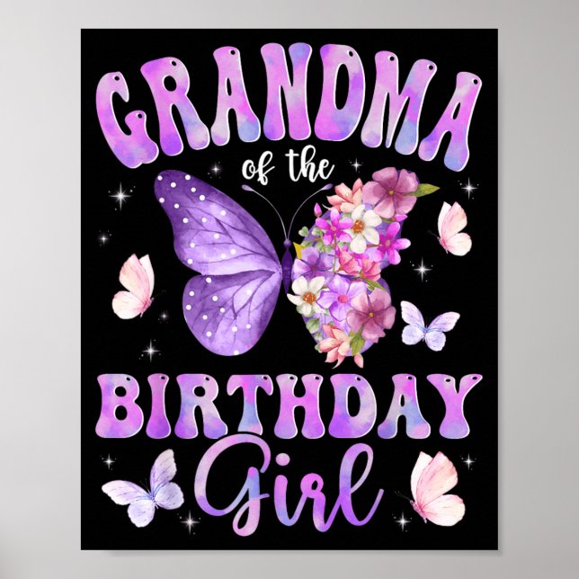 Oma der Geburtstags-Schmetterlings-Party Poster (Vorne)