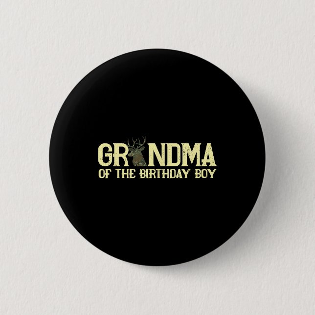 Oma des Geburtstagsjungen Hirschjägers Camouflage Button (Vorderseite)