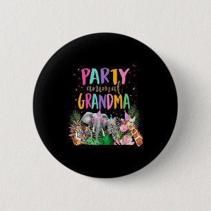 Oma des Geburtstagsjungen Mädchen Zoo Thema Tier Button