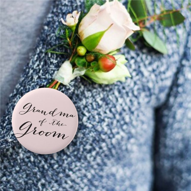 Oma des Groom Wedding Brautparty Button (GRANDMA OF THE GROOM Classic Script Wedding Bridal Party Pinback Button @ fatfatin_blue_knot)